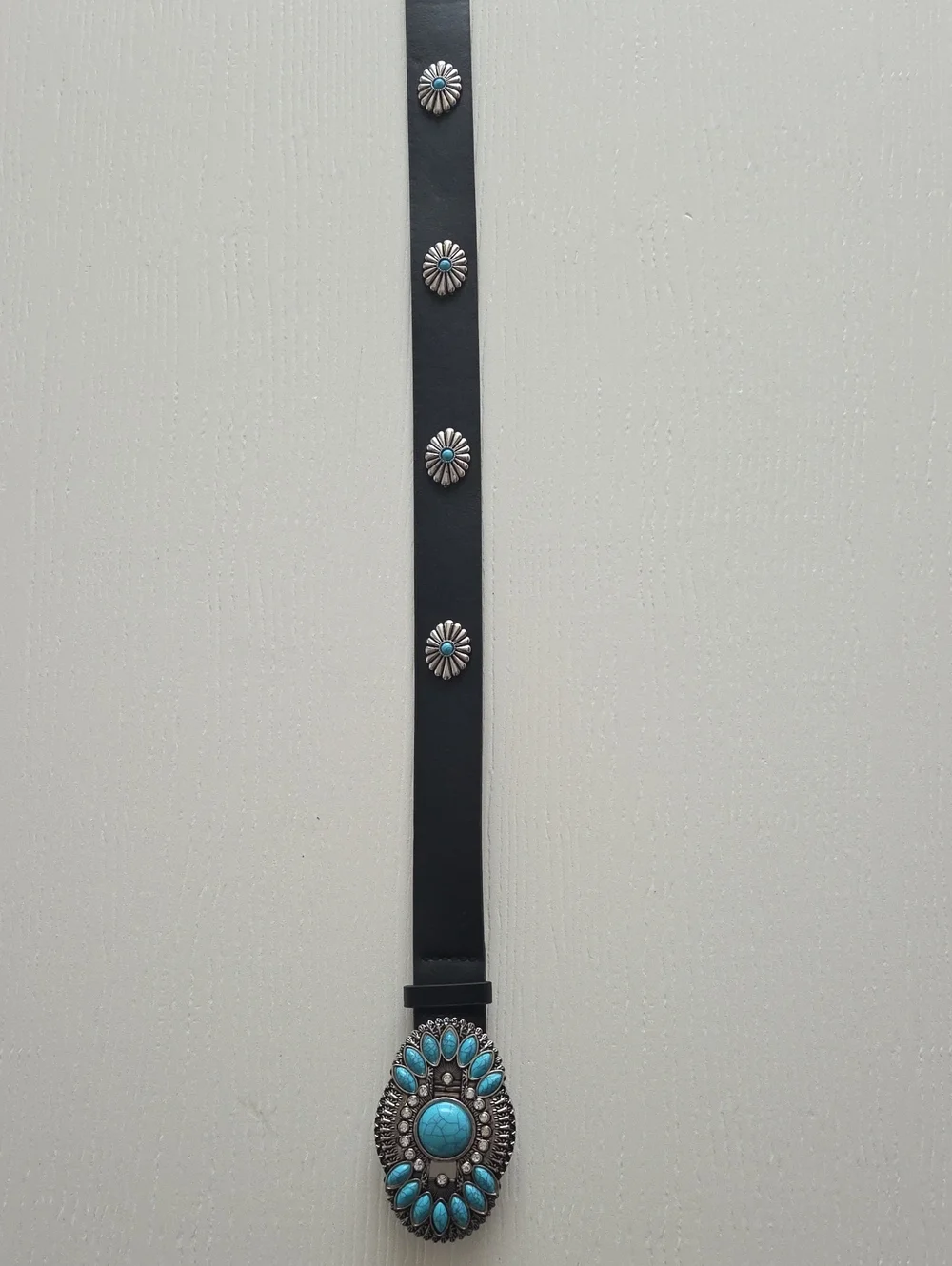Black Belt With Turquoise Decor